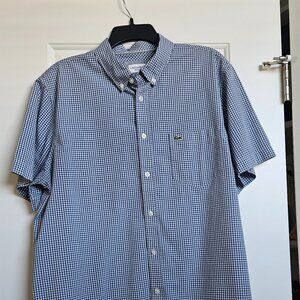 Iconic Lacoste cotton button-down shirt, regular fit, blue gingham check
